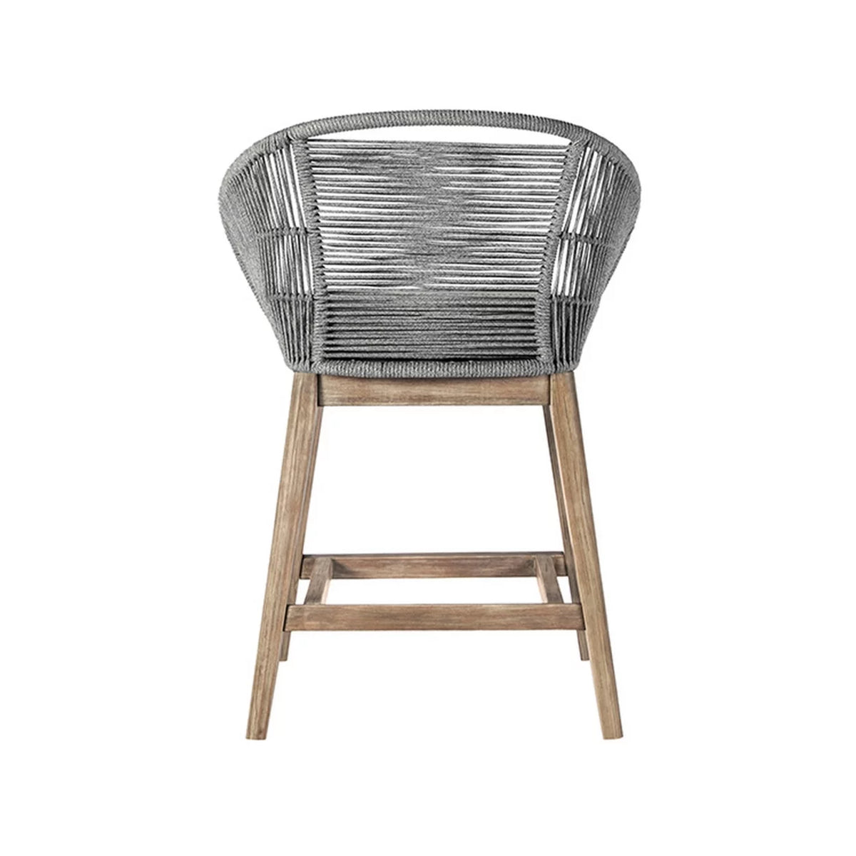26 Inch Teak Wood Rope Woven Counter Stool Chair I503335
