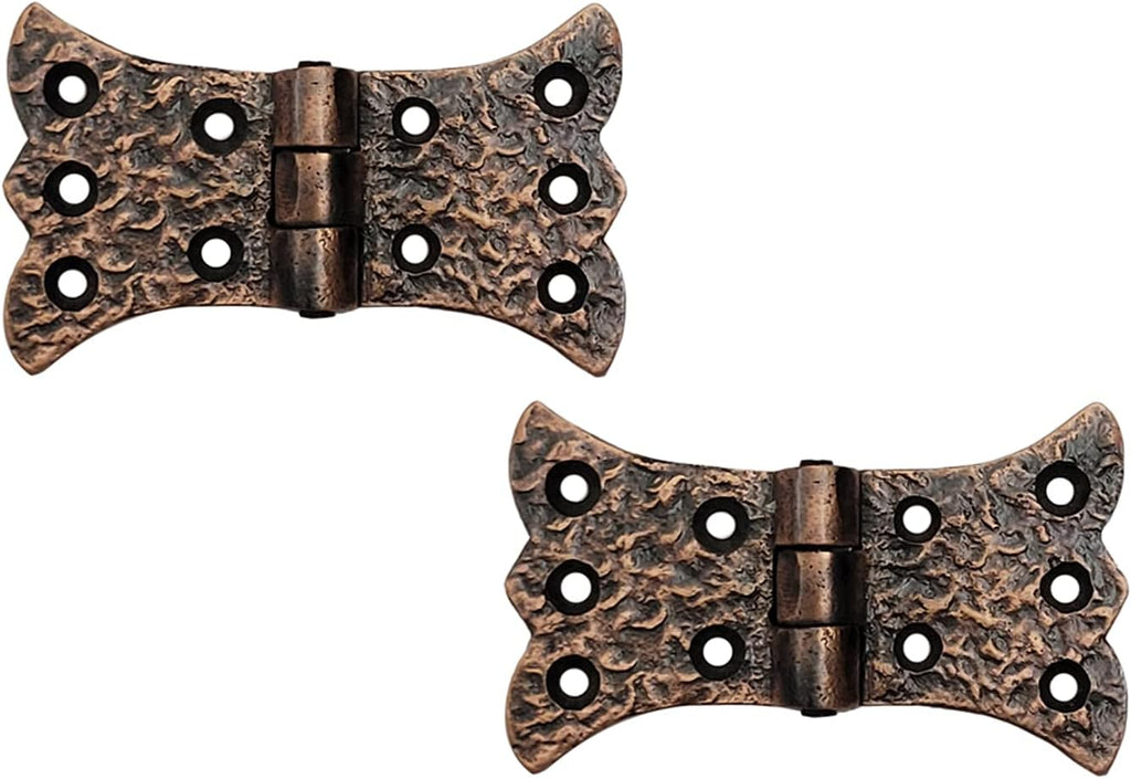 Antique Cast Iron Cabinet Butterfly Hinges (2 Pack, Green Patina) W5887