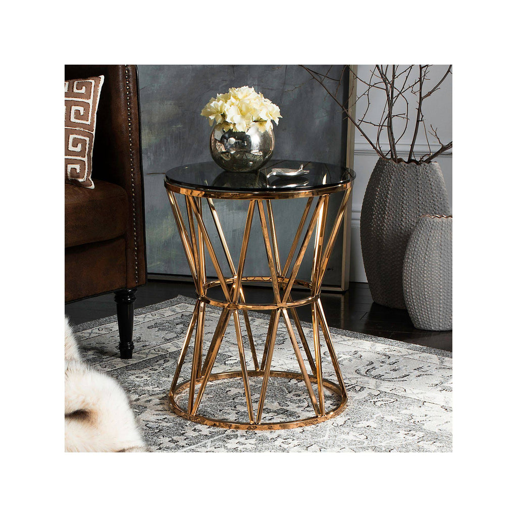 Gold Glass Top End Table L86708