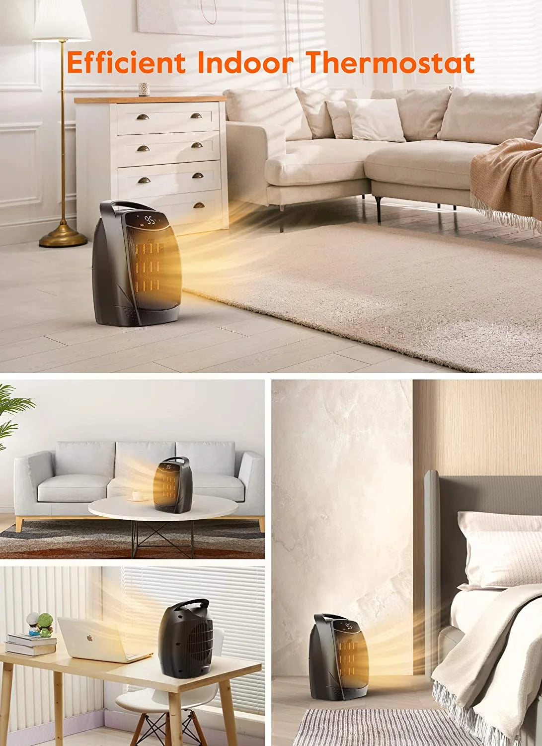 Black 1500W Quiet Electric Heater with Timer G52711