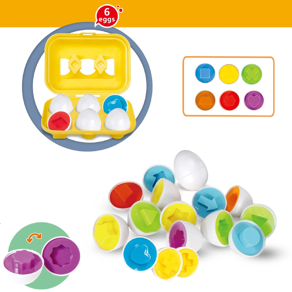 6 Pcs Shape and Color Matching Eggs Puzzle Toy D854228