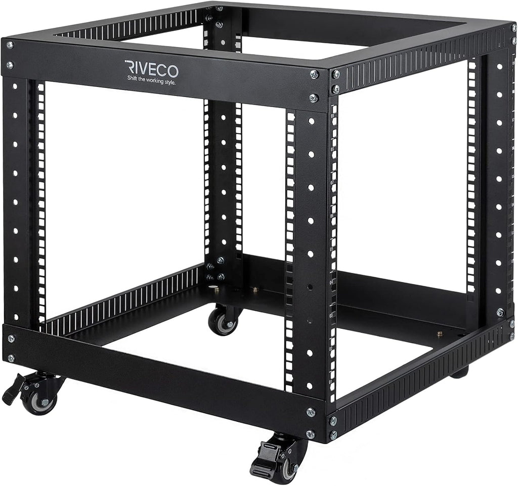 9U Open Frame Server Rack with Casters Black F1961