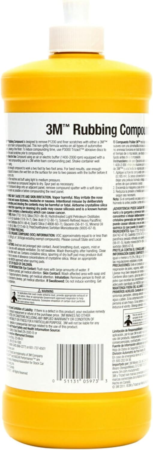 3M Rubbing Compound, Liquid Formula, 1 qt (32 fl oz/946 mL) P524004