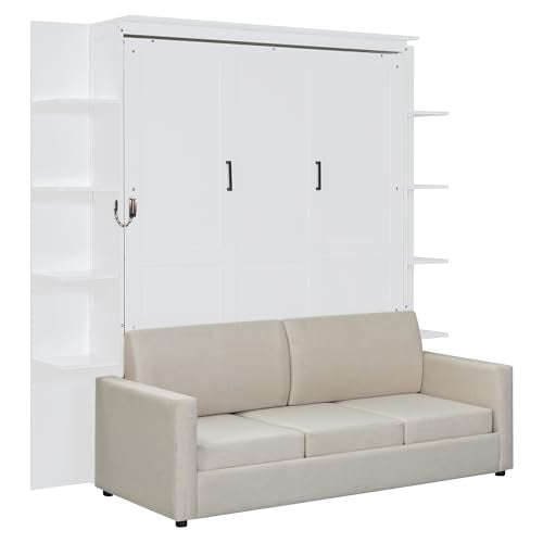 Queen Size Gray Murphy Bed with Sofa Cushion T77363