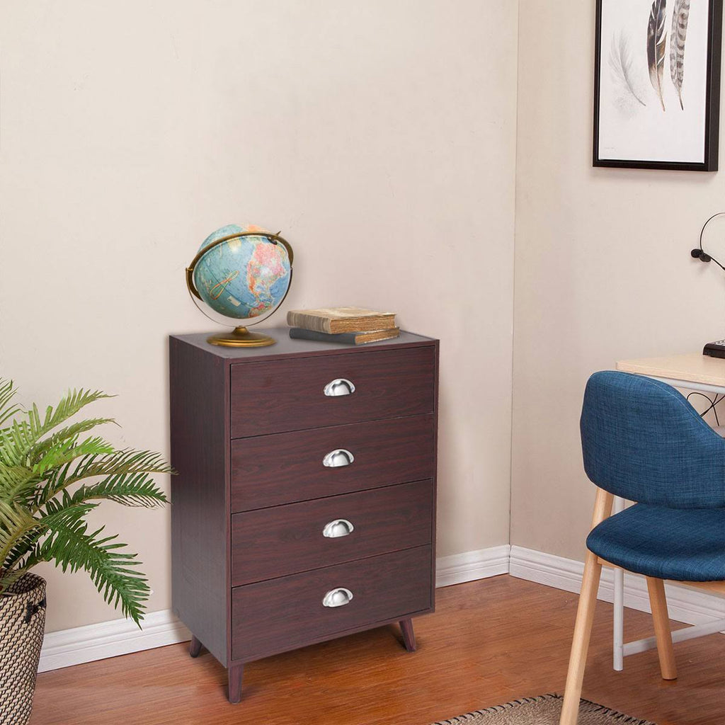 Brown 4 Drawer Nightstand Cabinet O734465
