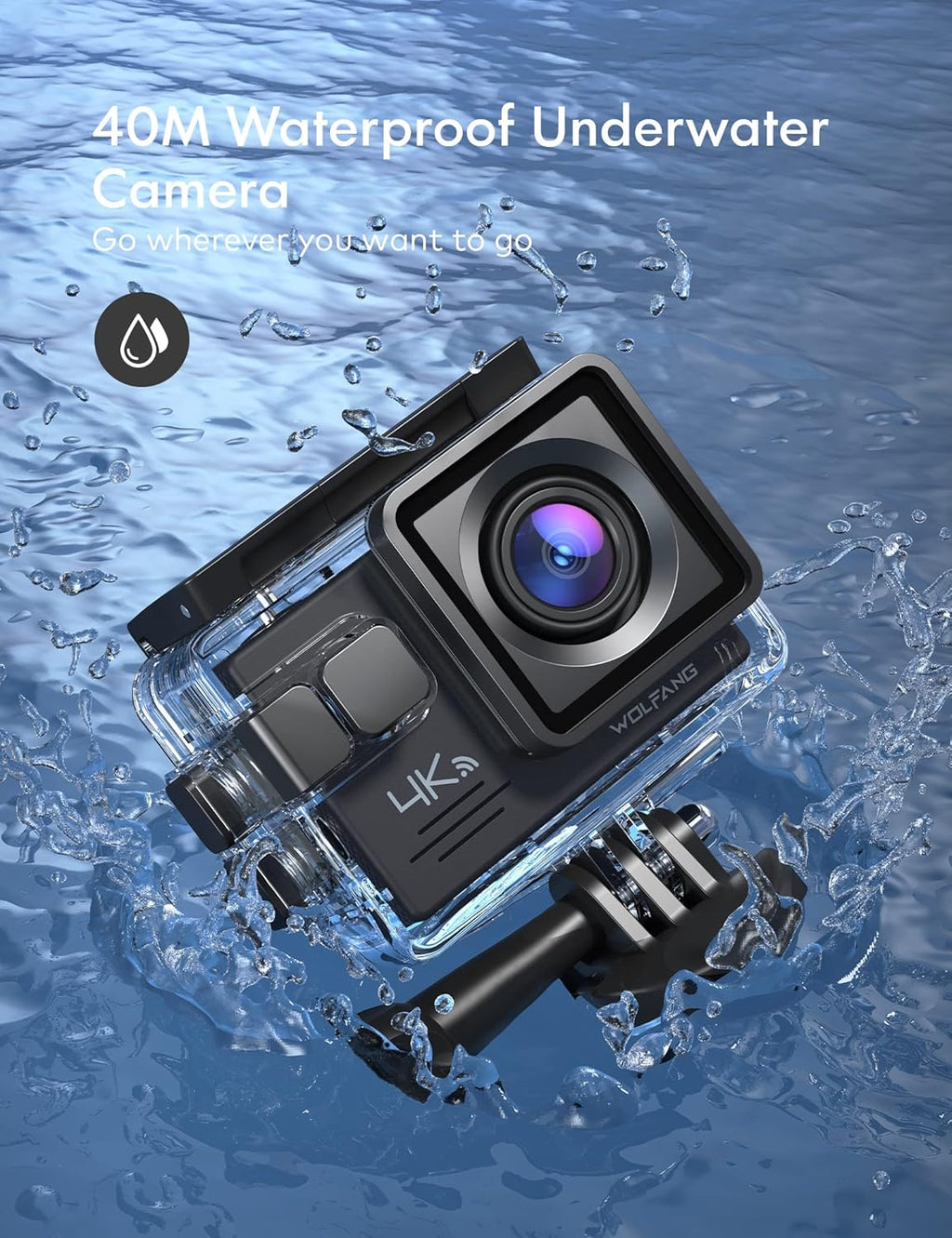 4K 30FPS 20MP Waterproof Action Camera with Remote Control, 2x1050mAh Batteries and Mount Accessories Kit L112
