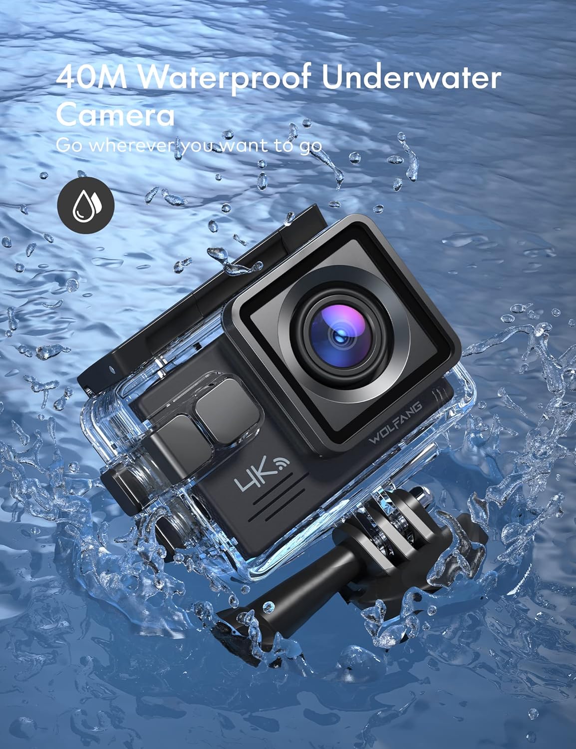 4K 30FPS 20MP Waterproof Action Camera with Remote Control, 2x1050mAh Batteries and Mount Accessories Kit L112