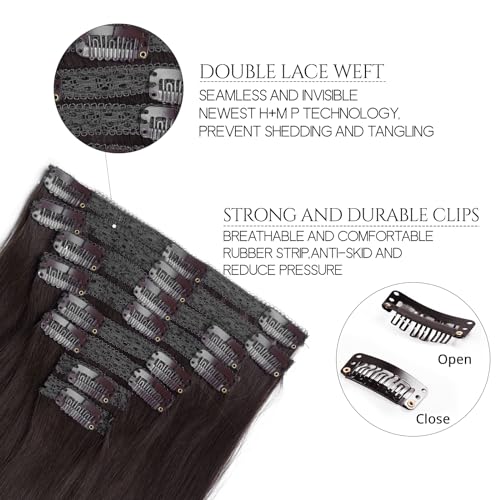 18 Inch 120g 8pcs Dark Brown Clip In Real Human Hair Extensions M719547