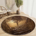 Green Tropical Leaves Round Rug 39 in Floor Protector Mat I5190