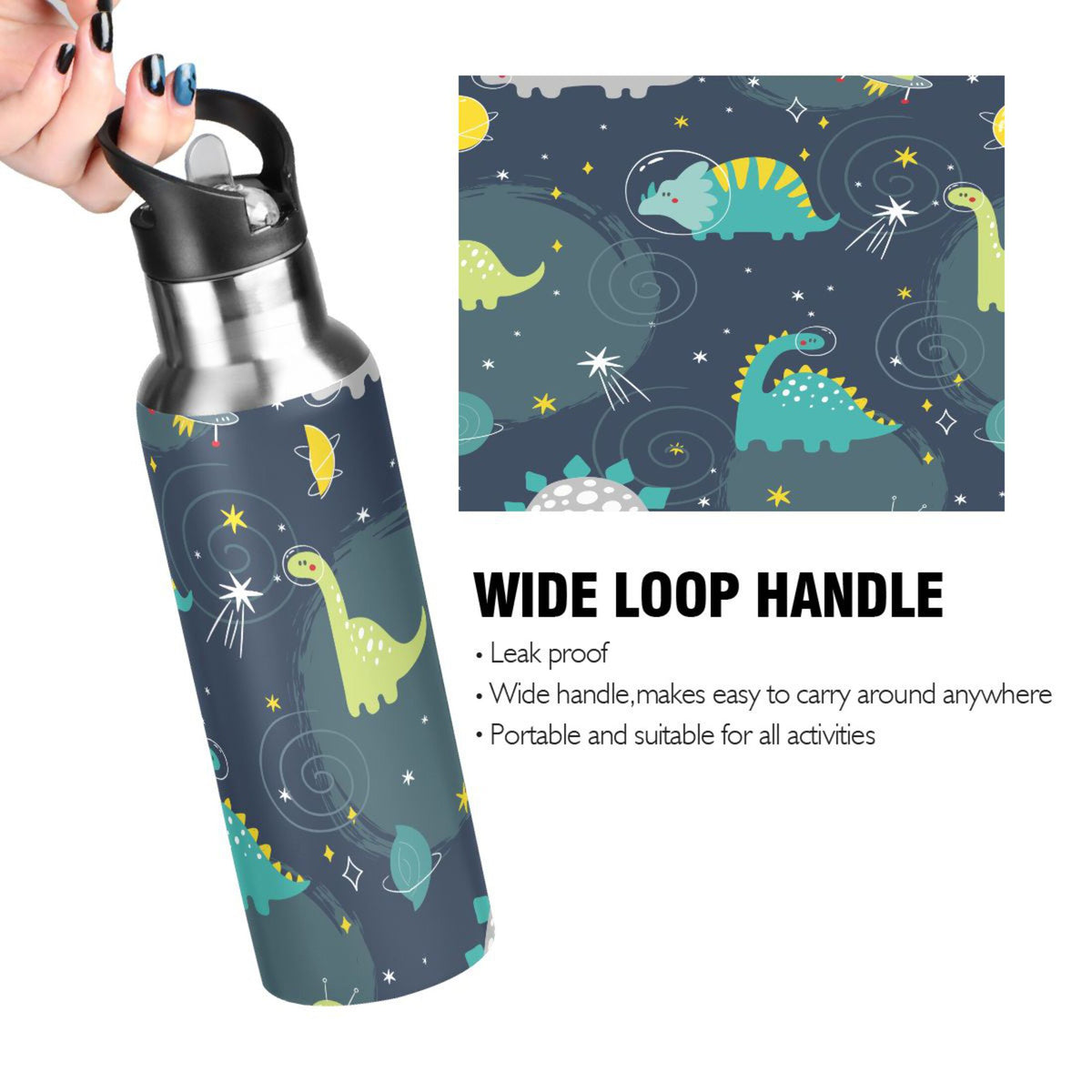 Stainless Steel Insulated Vacuum Flask Water Bottle with Straw Lid F763