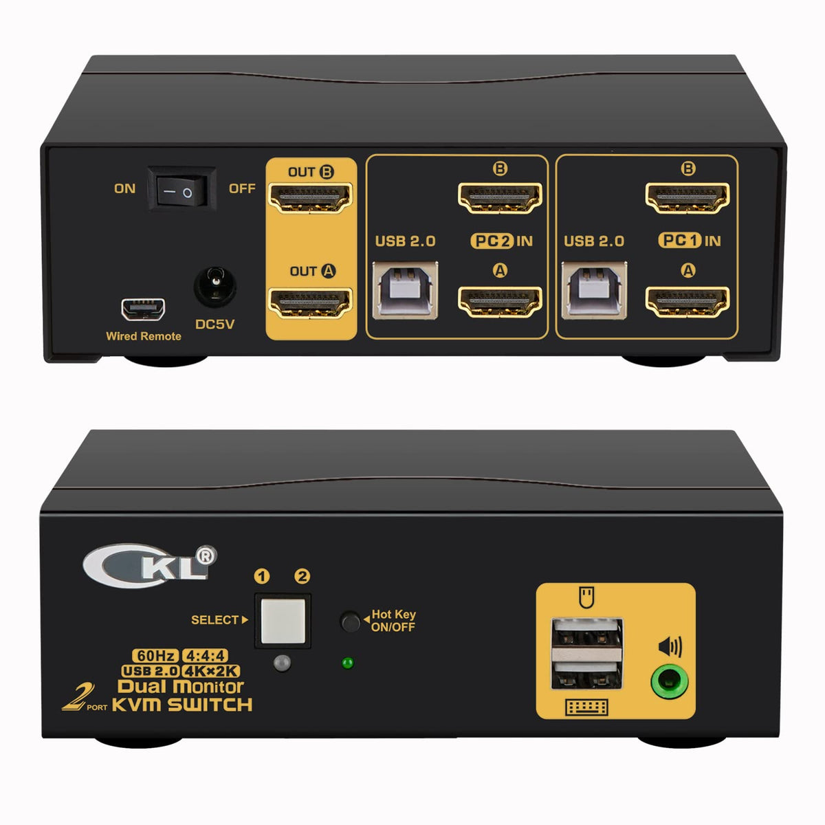 2 Port Dual Monitor KVM Switch HDMI 4K@60Hz with Audio Outputs and USB 2.0 HUB T24034