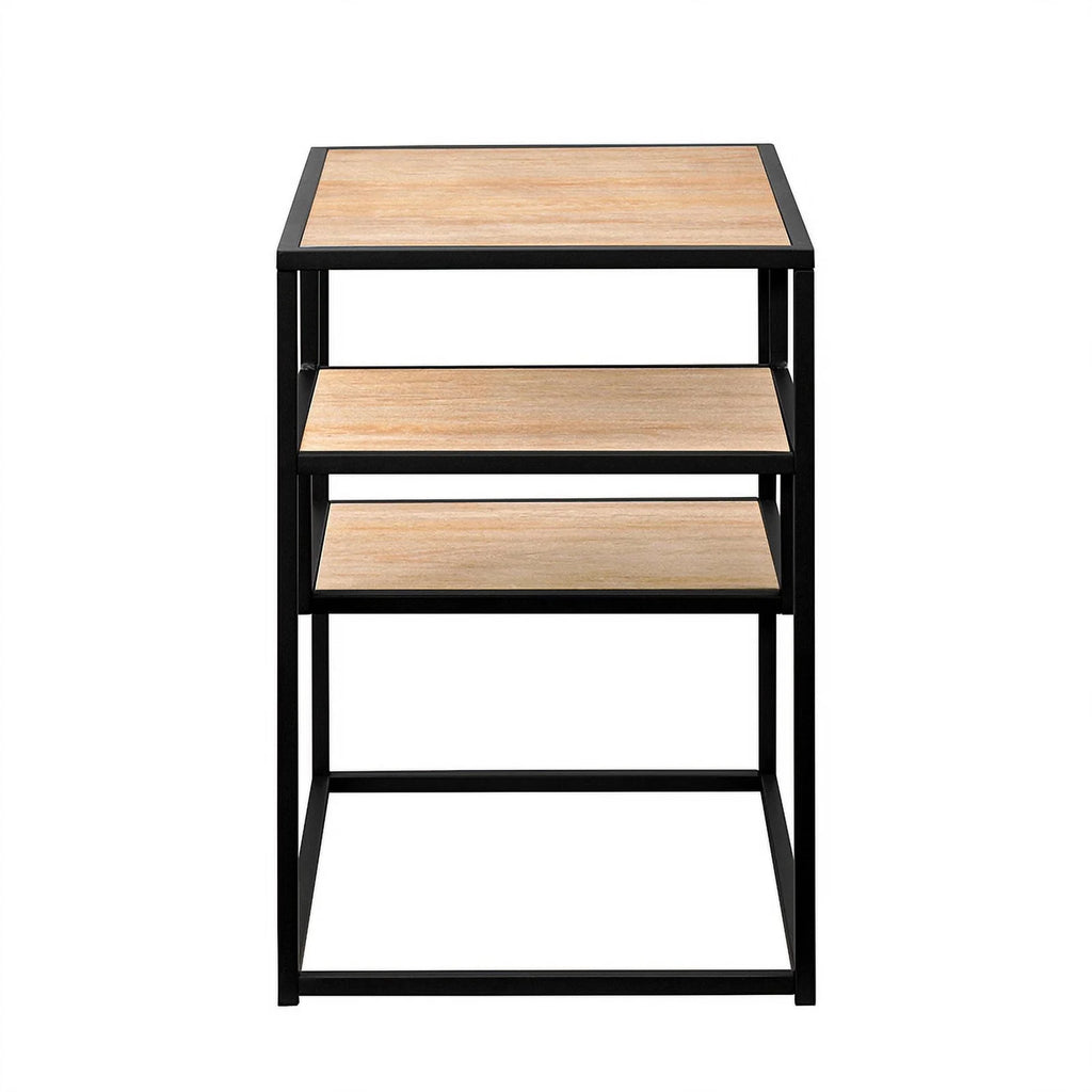 16" Metal and Wood Side Table C3083