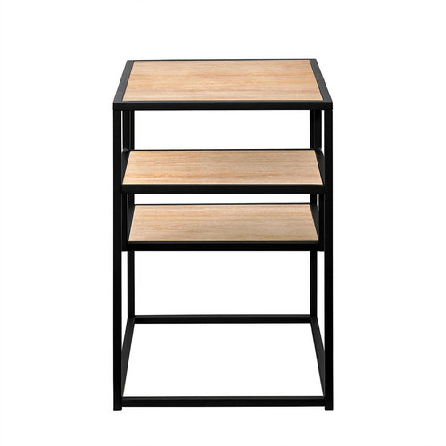 16" Metal and Wood Side Table C3083