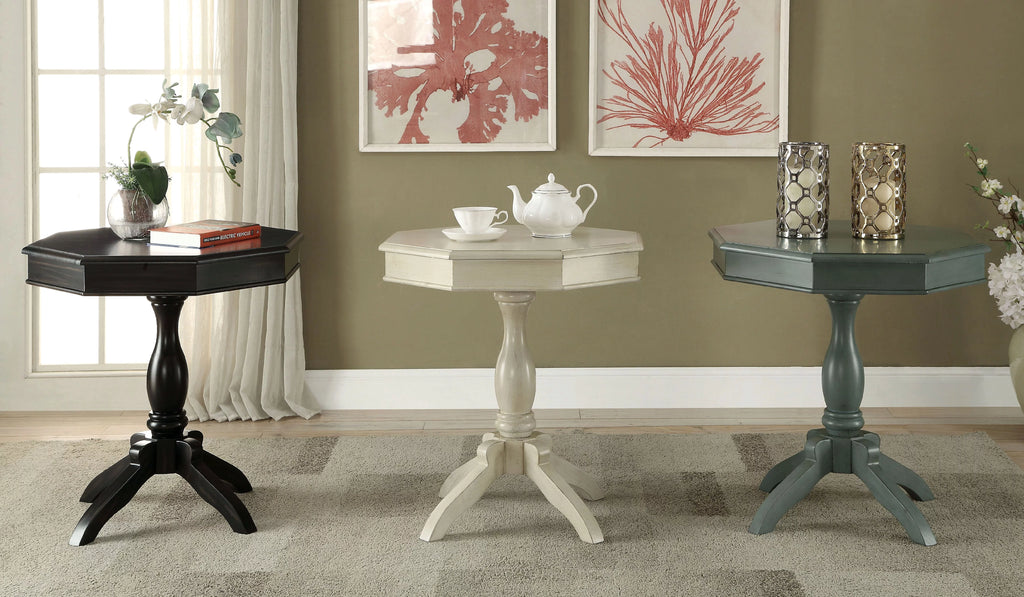 Black Wooden Octagon Side Table O25483