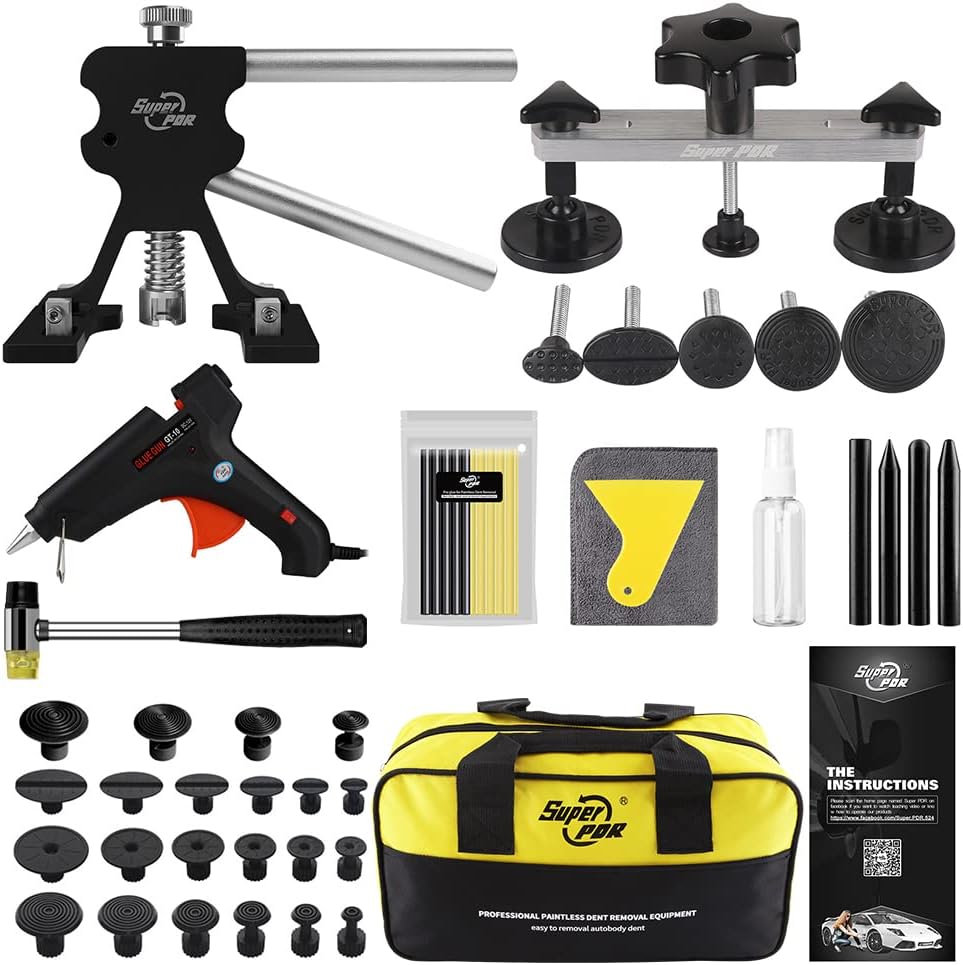 Paintless Dent Repair Kit with Bridge Dent Puller and Black Dent Lifter T93720