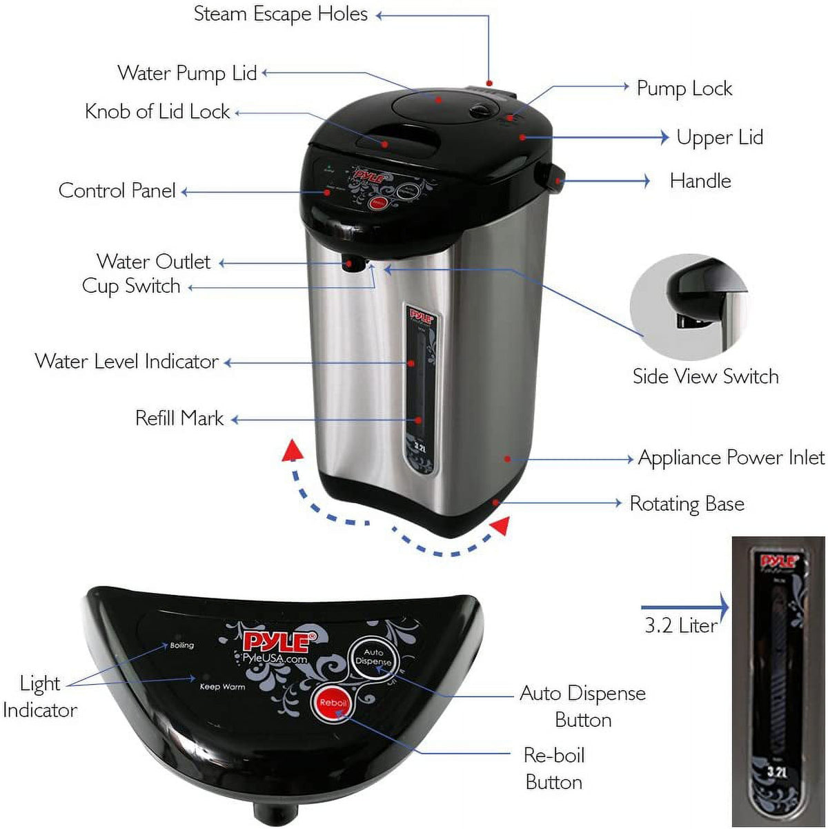 Electric Hot Water Kettle 3.38 Quarts Stainless Steel K223020