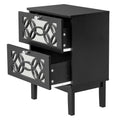 Black Modern Bedside Table with Storage Drawers and Smoked Mirror Q5613