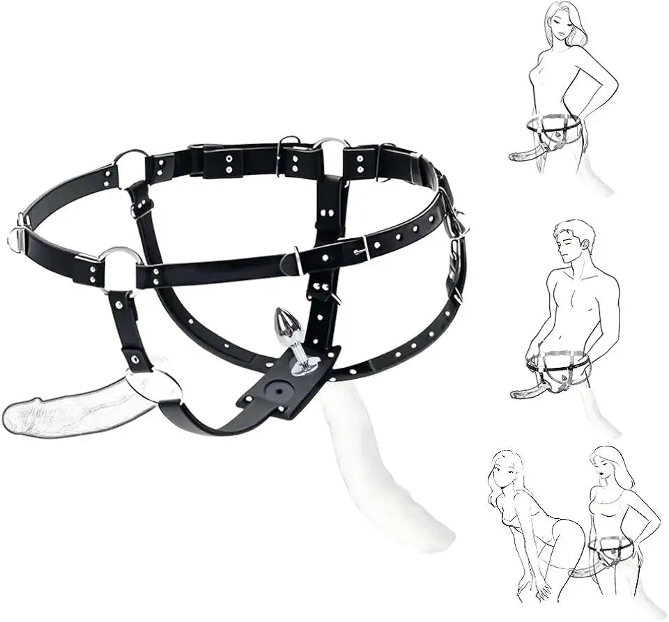 Black-White Adjustable Strap on Harness O846509