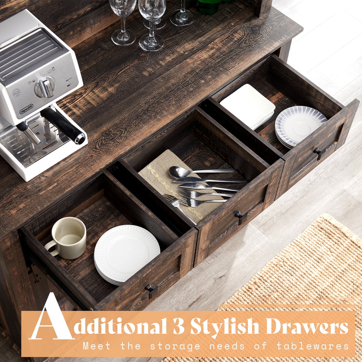 Dark Rustic Oak Kitchen Cabinet Z259547