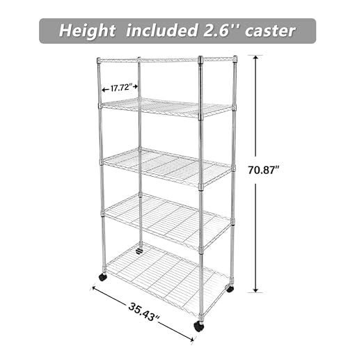 Heavy Duty 5-Shelf Storage Shelving Unit, 1250lbs Loading Capacity, Black D6828
