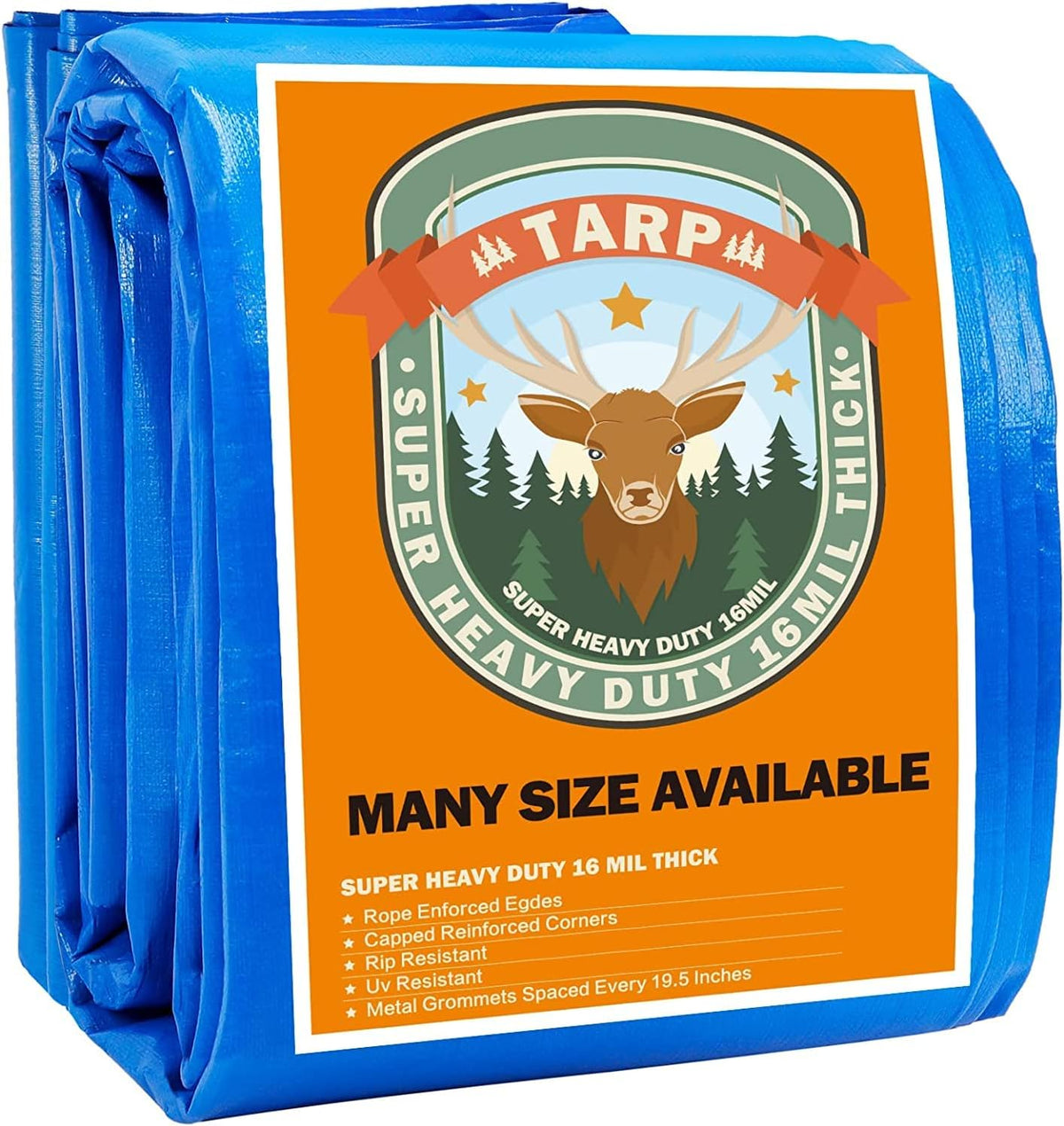 16 Mil Heavy Duty Waterproof Blue Poly Tarp with Metal Grommets Z78597