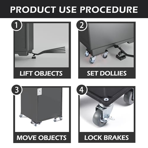 Furniture Dolly with 4 360° Rotatable Rubber Universal Wheels, Carbon Steel Panel, Maximum Load 2645LBS H7639