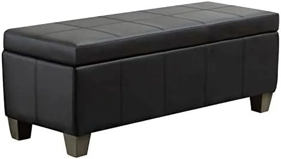 Brown Faux Leather Rectangular Ottoman L363