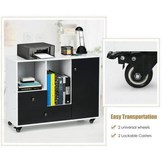 Black 2 Drawer Mobile Filing Cabinet P535865