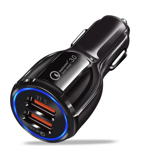 10-Pack Dual USB Car Charger QC3.0 Fast Charging, Black D2522