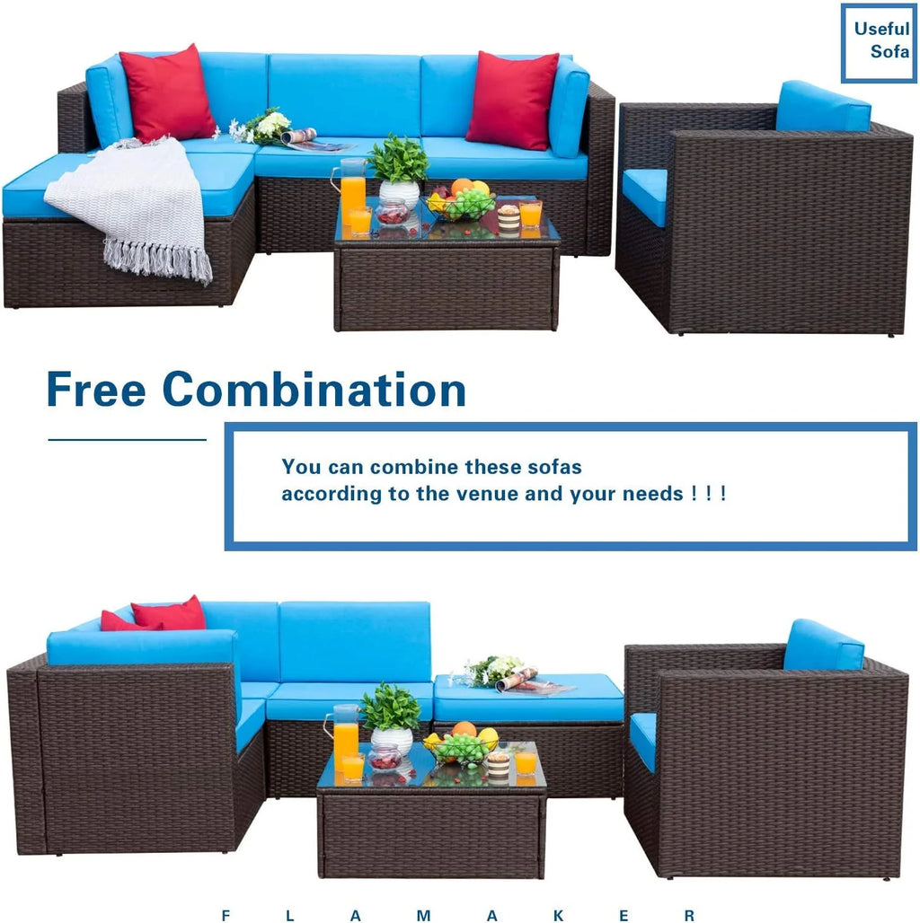 6 Pieces Patio Furniture Set with Cushion and Table M169562