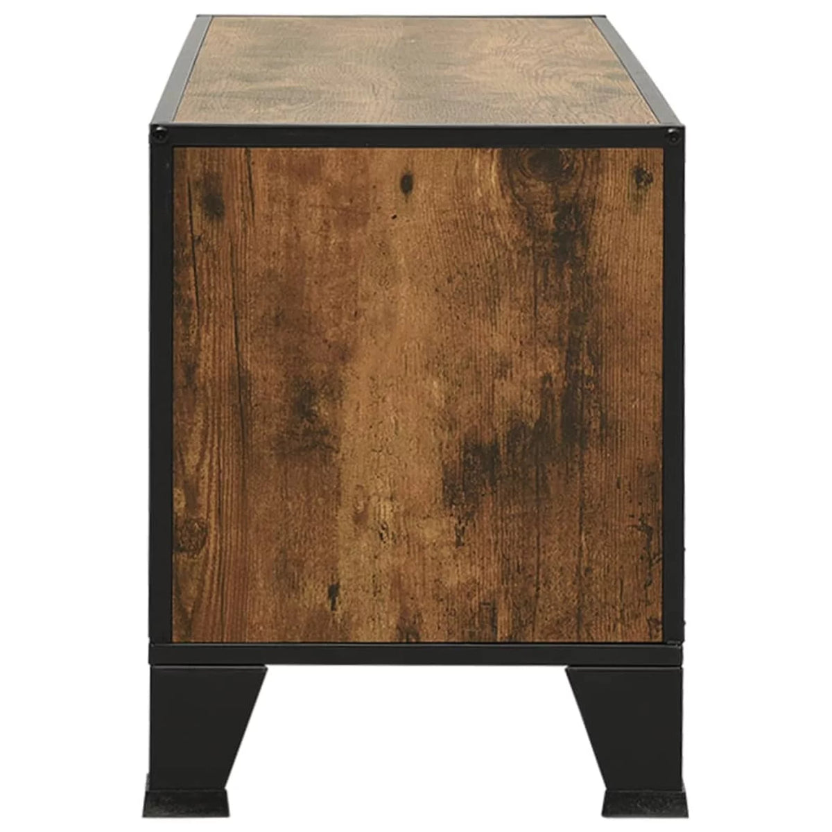 Rustic Brown TV Stand with 2 Mesh Doors and Storage Shelf Q4022