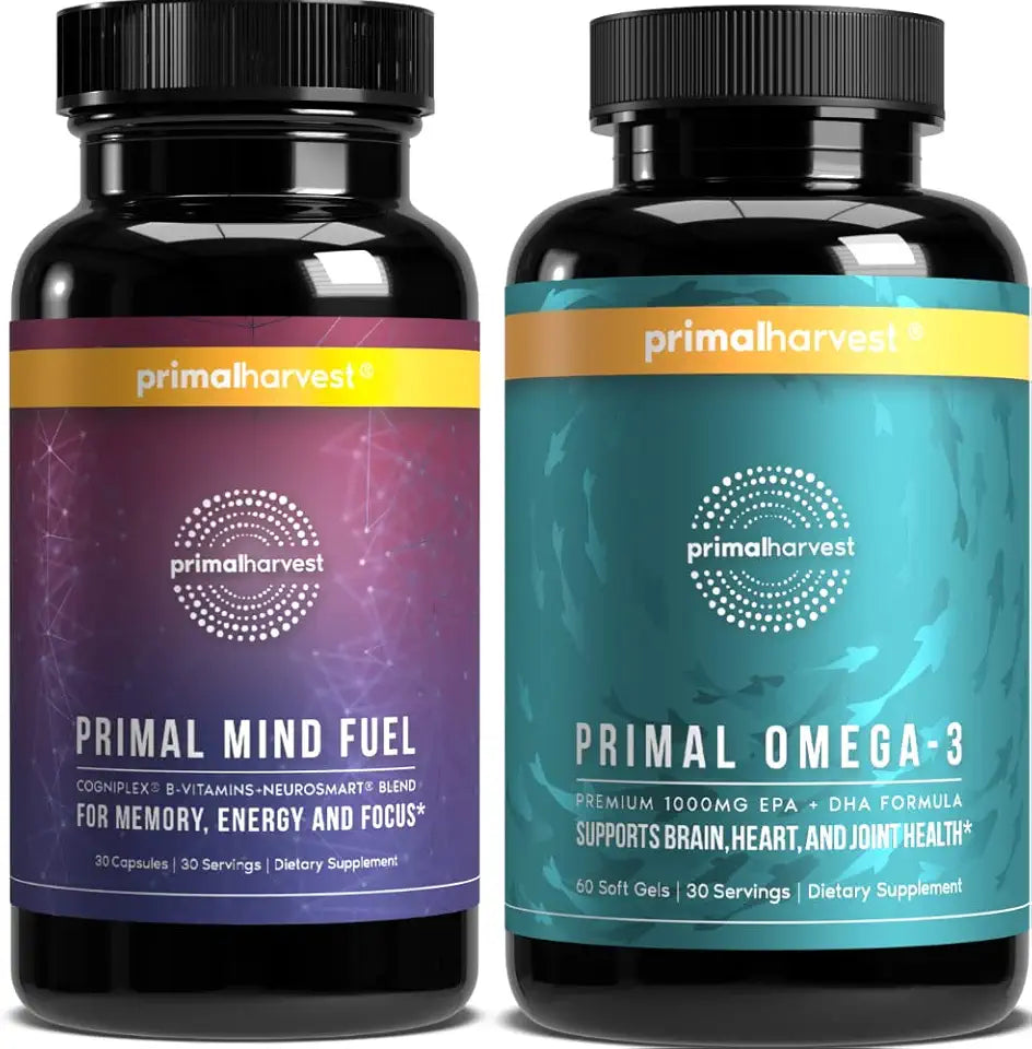 Omega 3 Fish Oil Capsules and Brain Booster Pills Bundle G185513