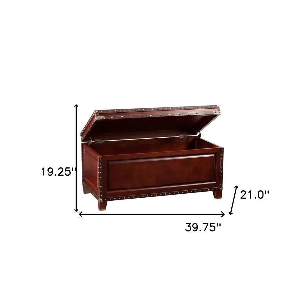 40 in. Solid Wood & Metal Rectangular Coffee Table, Brown D30092