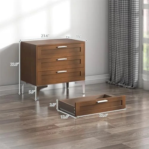 Black 3 Drawer Nightstand W490469