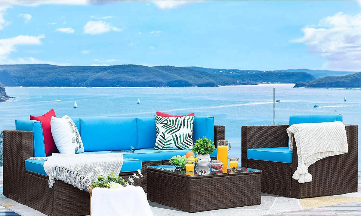 6 Pieces Patio Furniture Set with Cushion and Table M169562