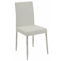 White and Chrome Dining Chairs with Vinyl Seat Cushion, Set of 4 M3971