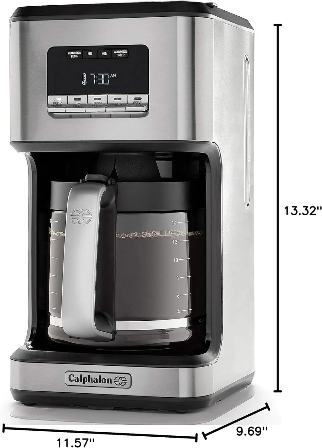 Programmable Coffee Maker with Glass Carafe, 14 Cups, Stainless Steel H6480