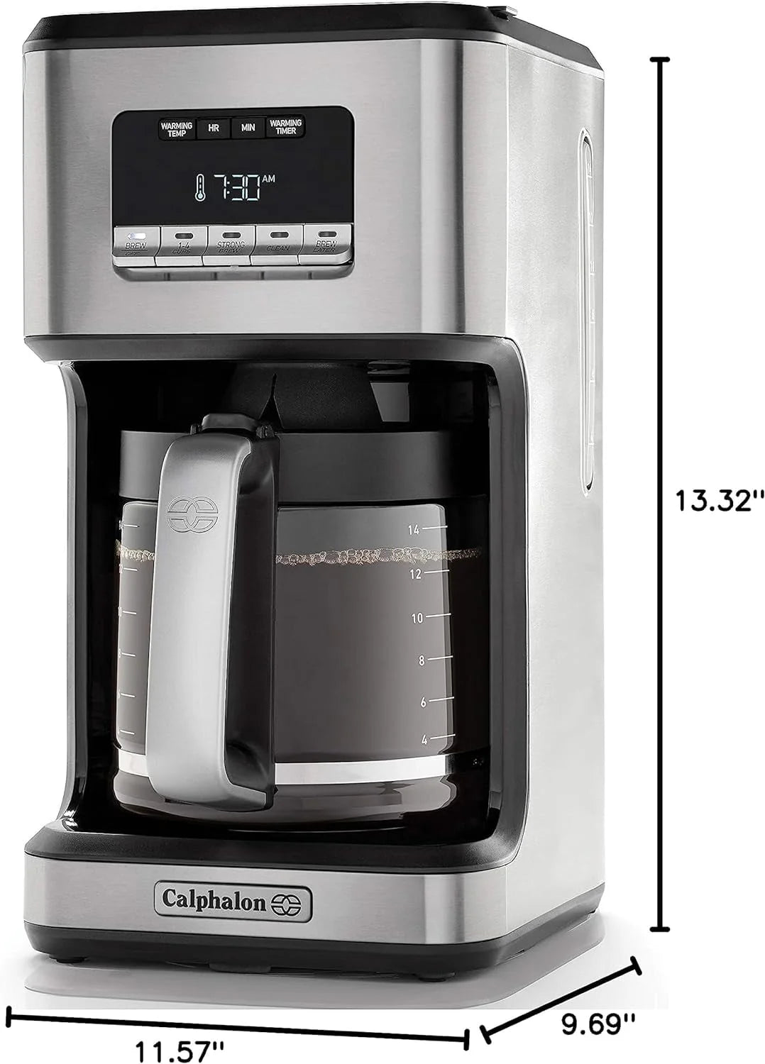 Programmable Coffee Maker with Glass Carafe, 14 Cups, Stainless Steel H6480