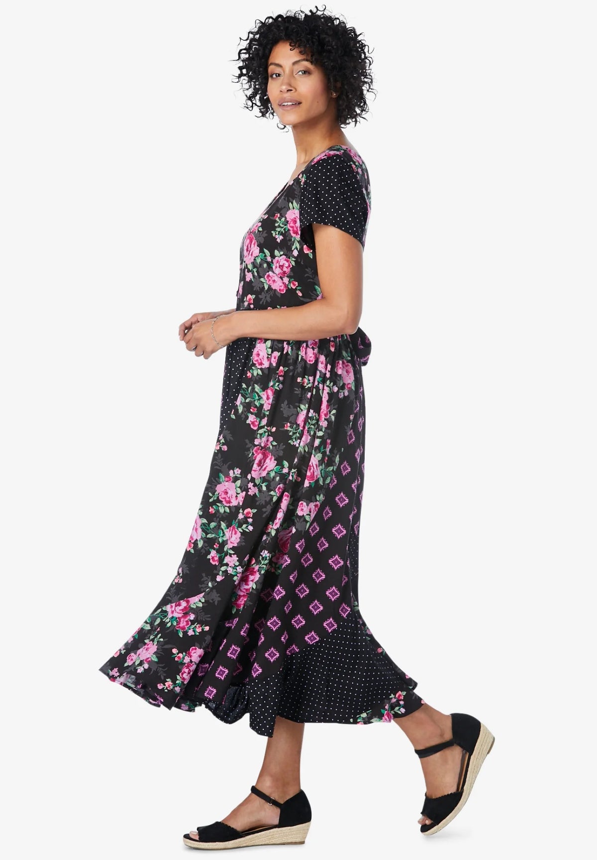Plus Size Petite Rose Garden Maxi Dress N214416