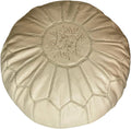 Round Moroccan Pouf Cover Genuine Leather Hand Stitched R415