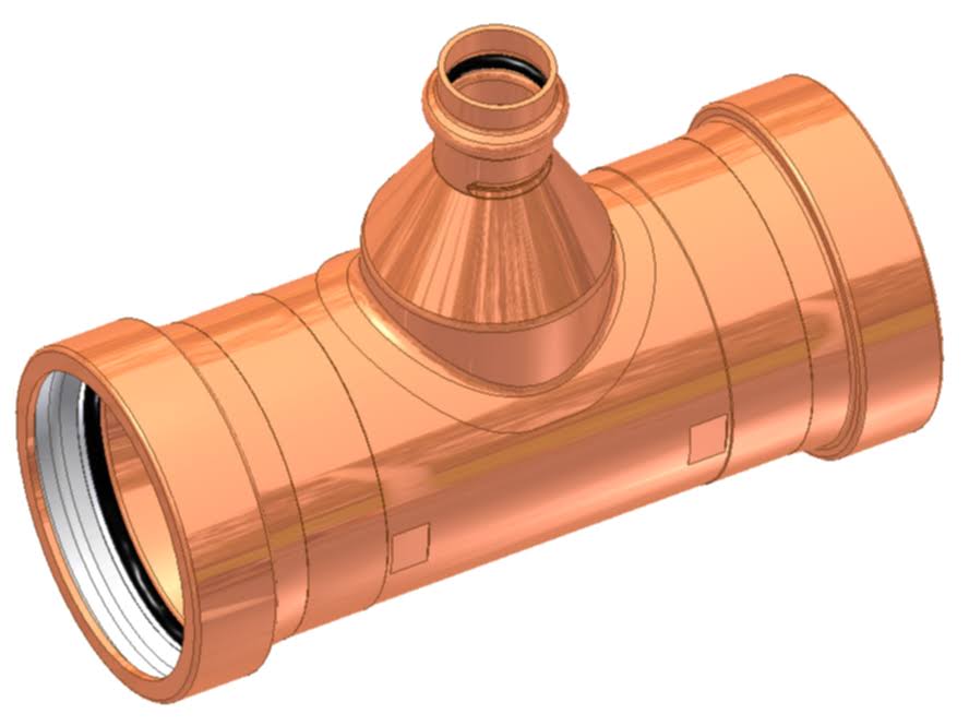 2-1/2x22 x 2-1/2x22 x 2x22 Press Copper Reducing Tee B2738