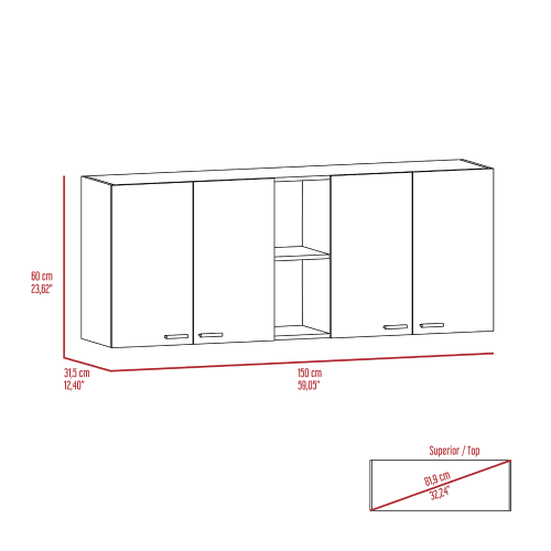 7-Shelf 4-Door 2-piece Kitchen Set White and Light Oak T2197