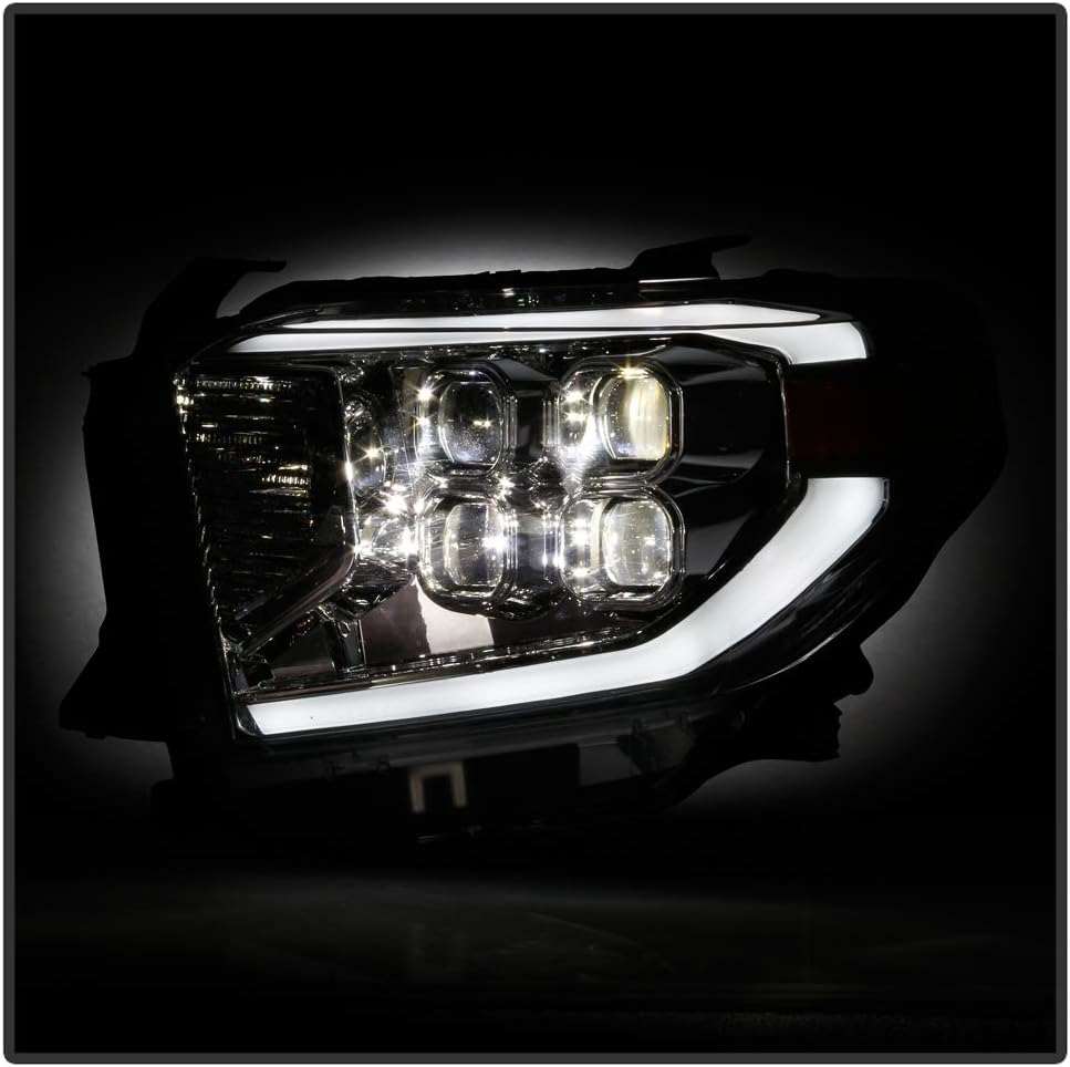 Chrome LED Quad Projector Headlights Headlamps for 2014-2017 Toyota Tundra SR SR5 J3514