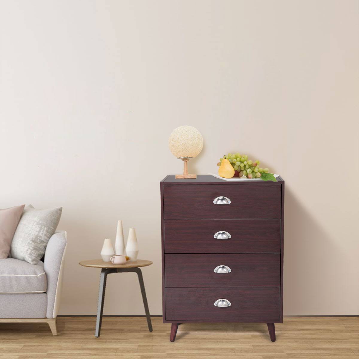 Brown 4 Drawer Nightstand Cabinet O734465