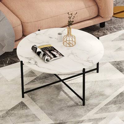 White Black Marble Coffee Table L98302