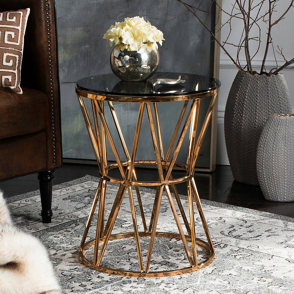 Gold Glass Top End Table L86708