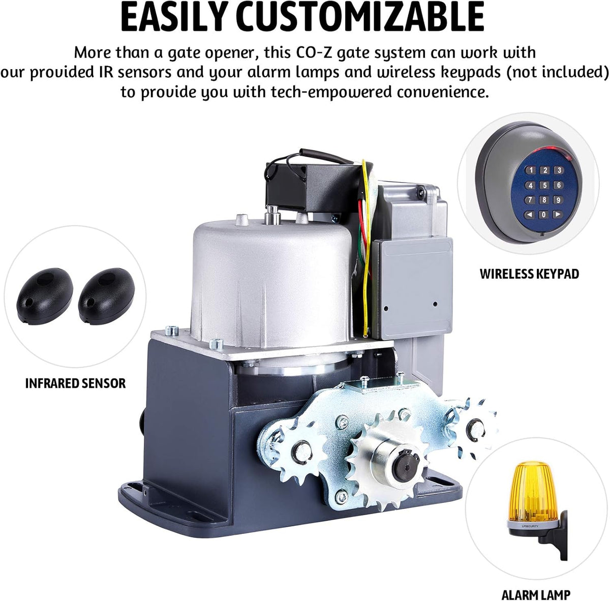 Automatic Sliding Gate Opener with 2 Remote Controls, Electric Motor, Complete Hardware Kit for Sliding Gate Up to 40 Feet N73144