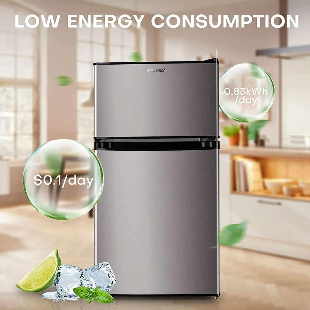 3.2 Cu.ft Double Door Mini Fridge with Freezer C588721