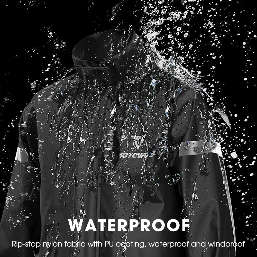 Men's Reflective Waterproof Motorcycle Rain Suit Jacket and Pants Set N4159