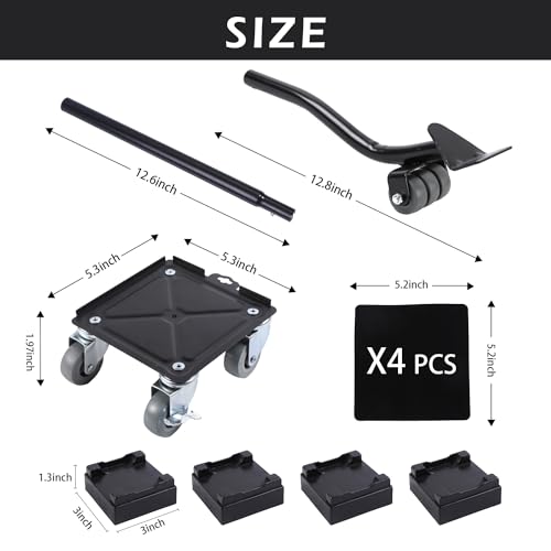 Furniture Dolly with 4 360° Rotatable Rubber Universal Wheels, Carbon Steel Panel, Maximum Load 2645LBS H7639
